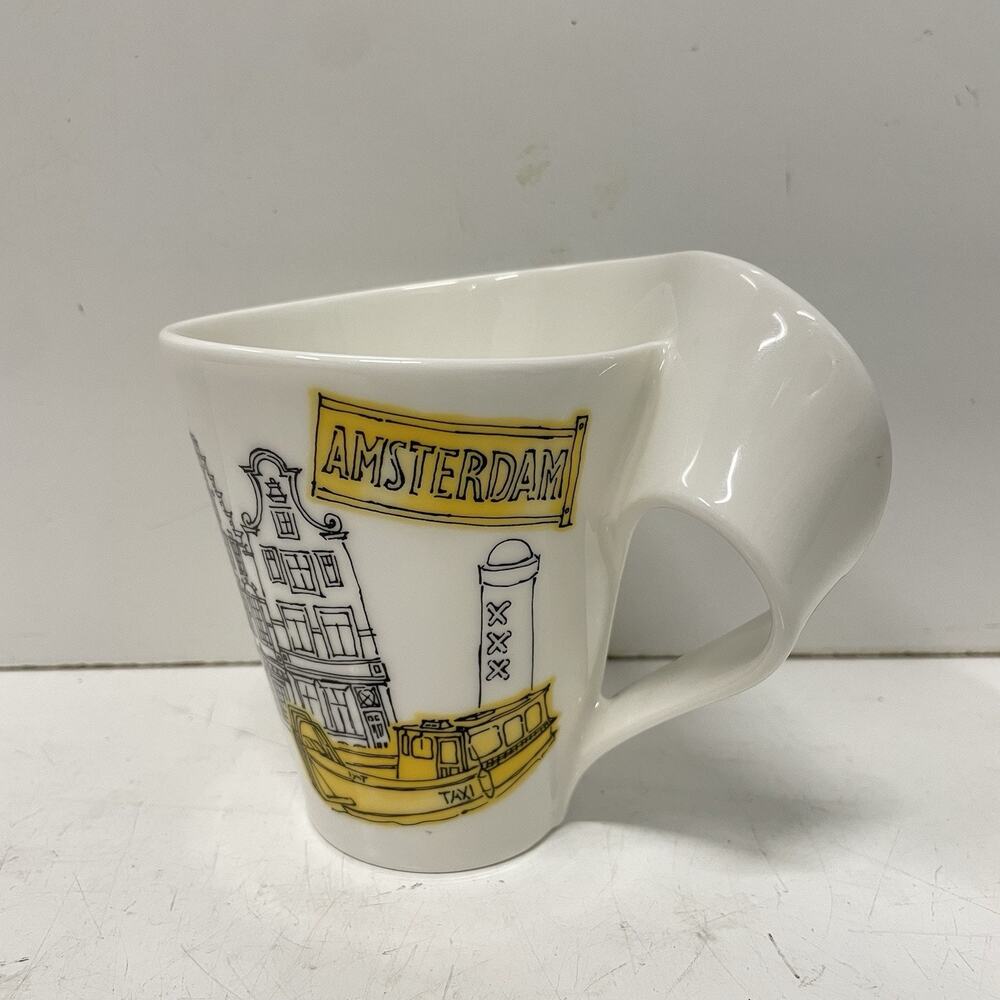 Villeroy & Boch Caffe Amsterdam Coffee Mug Porcelain Yellow Black White Germany